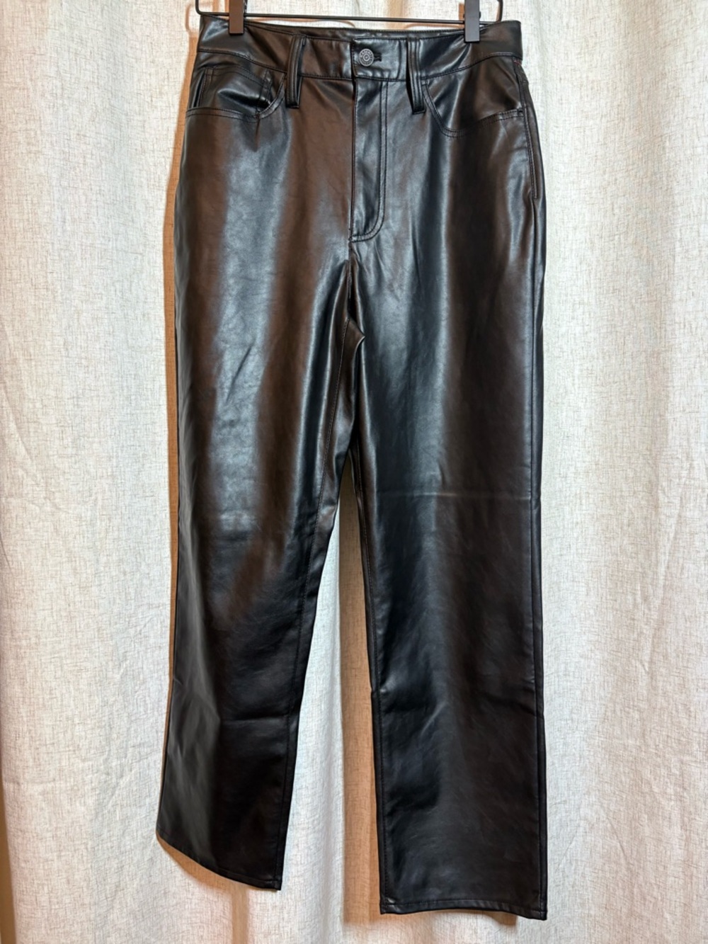 Madewell Black Faux Leather Straight Leg Pants
